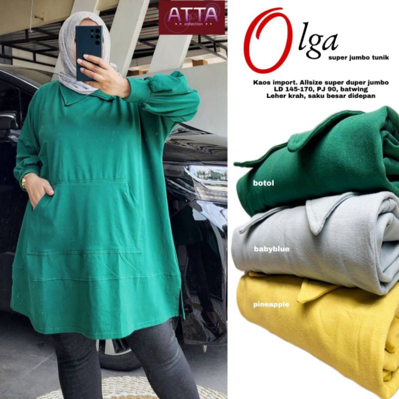 Olga super jumbo Tunik kaos import ld 140-170 by atta