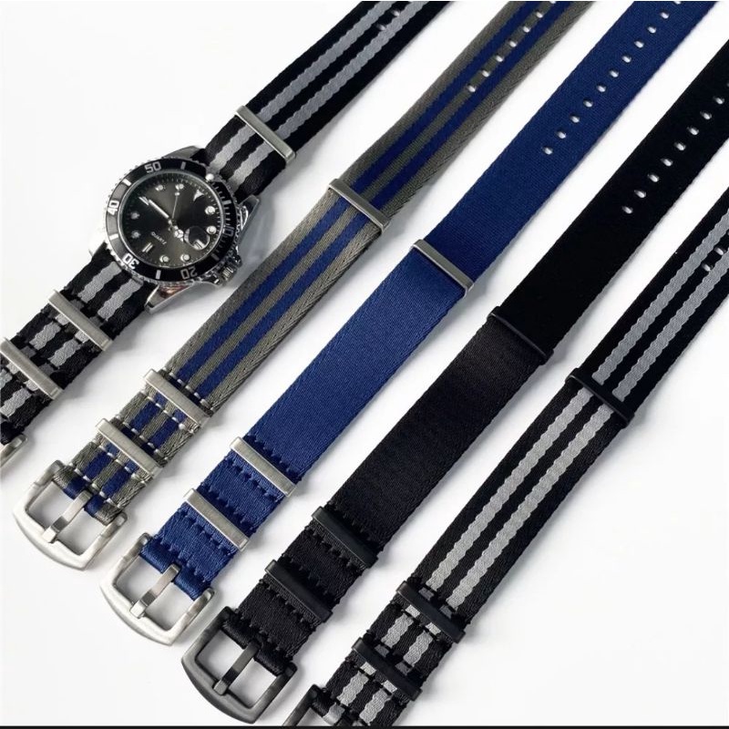 Nylon Canvas Nato Strap Size 20mm 22mm Tali Jam Tangan Amazfit Samsung Huawei Haylou