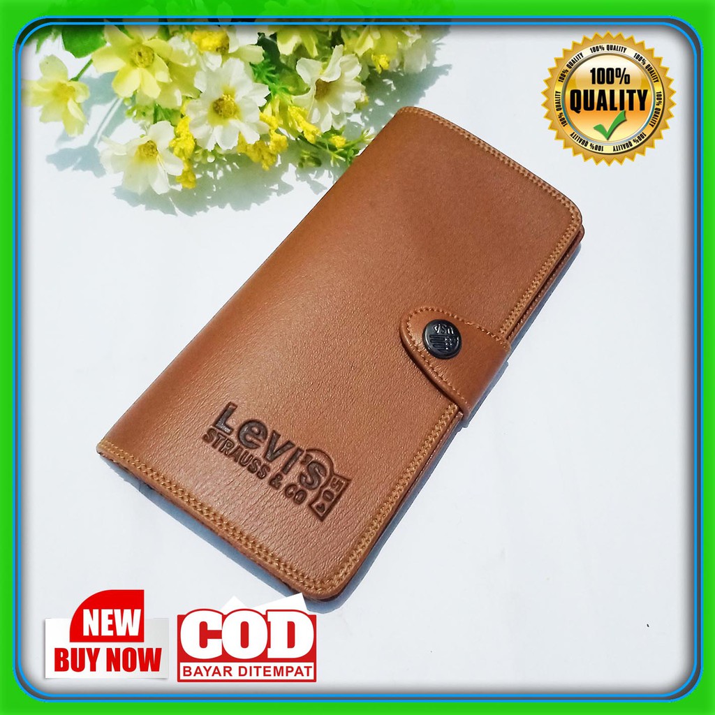 DOMPET PRIA LEVI'S PANJANG KANCING KULIT PVC TERBARU COD BAYAR DI TEMPAT