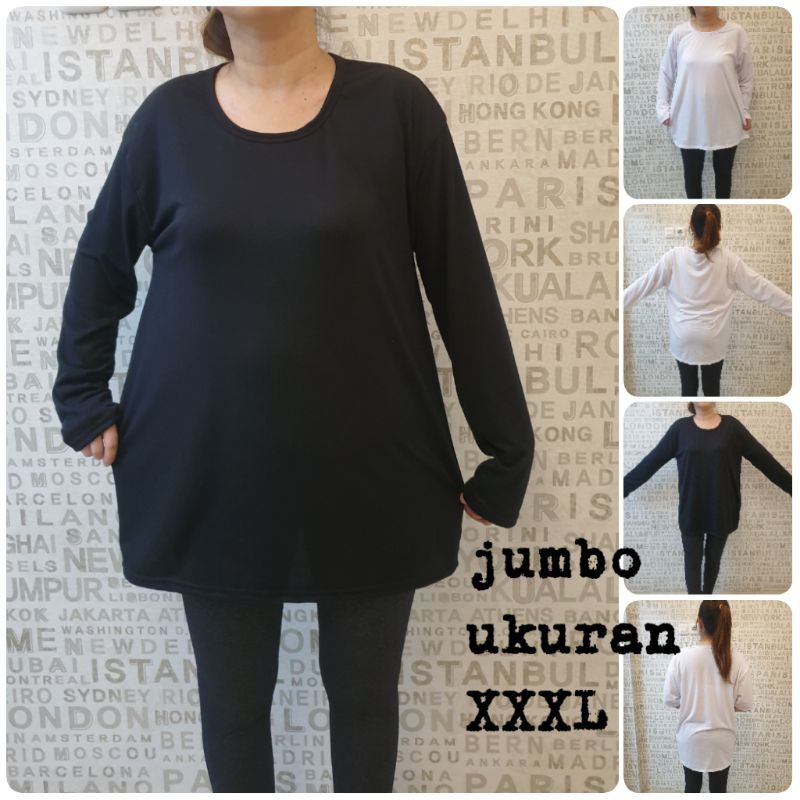 XXXL MANSET JUMBO KAOS BIGSIZE ONECK LENGAN PANJANG BAHAN KAOS