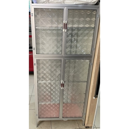 New Rak Piring 2 Pintu Full Box Kaca Bawah Keramik Best Quality