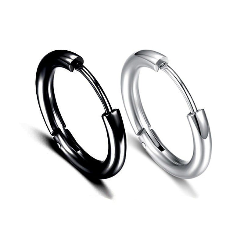 2.5 Coil Men's and Women's Circle Round Big Circle Ear Buckle Titanium Steel Stainless Steel Ear Jewelry 210902