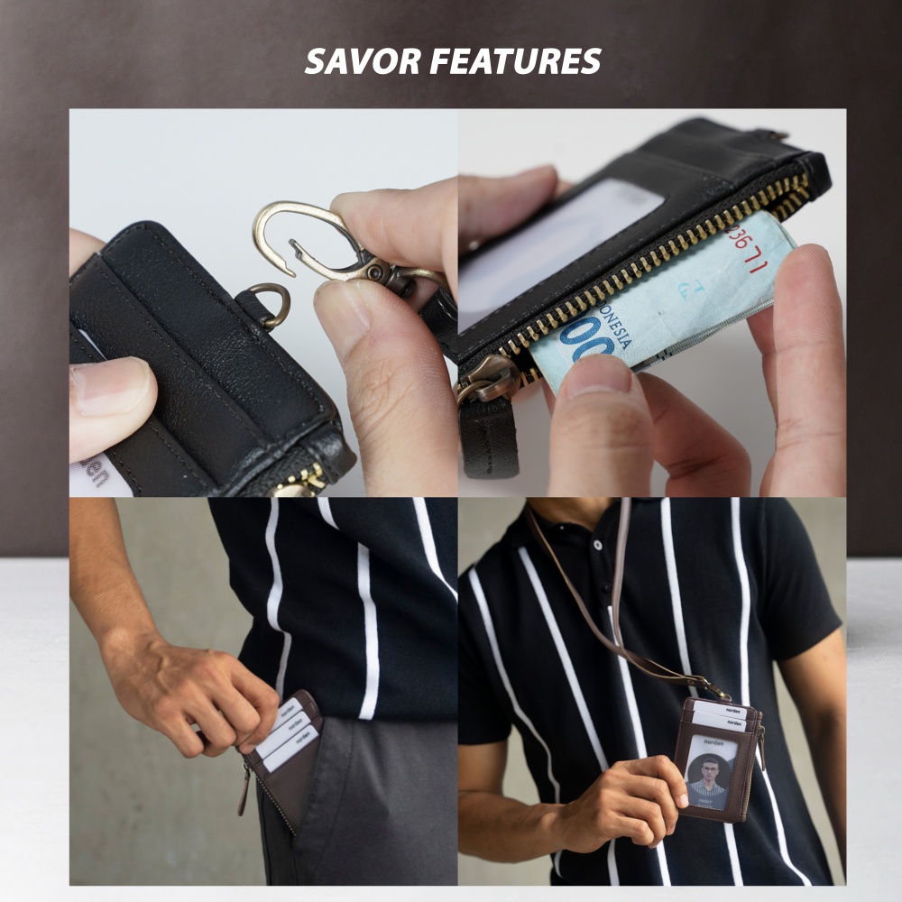 NORDEN - Savor ID Card Holder Wallet Dompet Kartu ID Card Kantor Pria Wanita Premium Leather Dompet Kulit