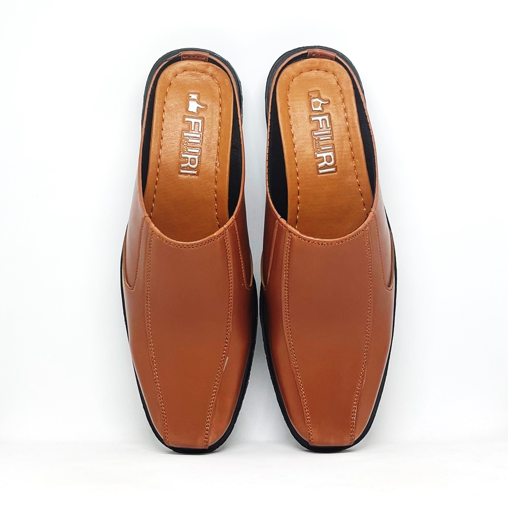 FIURI - BJ6 Hitam Coklat Putih Tangerine 39-43 - Sepatu Pantofel Selop Pria - Sepatu Formal Pria - Sepatu Pantopel Kerja Kantor Cowok Murah - Bustong Slip On Jepit Selop Nikah Promo Diskon - Slop Sendal Kulit Lebaran Hari Raya Idul Fitri - Fashion Pria