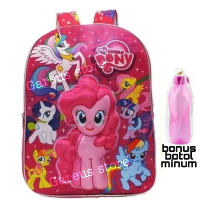 tas sekolah anak perempuan // tas ransel anak karakter litlle pony  3D // tas anak perempuan TK - SD