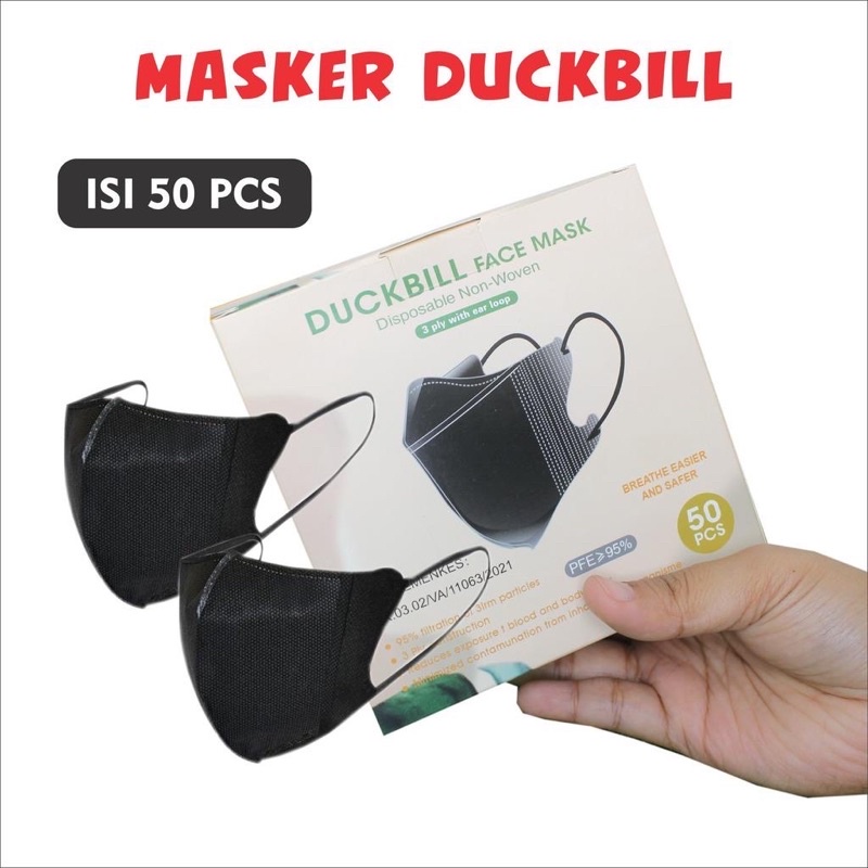 Masker Duckbill Y&amp;B Care 3Ply Premium Mask Putih Garis seperti Sensi/Masker Duckbill Y&amp;B Care Earloop (50pcs)