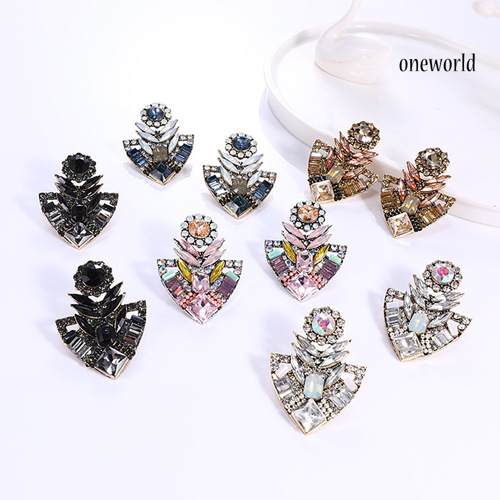 OW# Women Fashion Rhinestones Exaggerated Bohemian Ear Stud Earrings Jewelry Gift