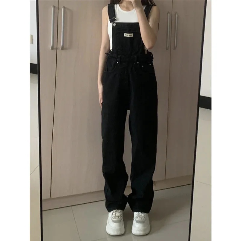 Overall Jeans Wanita Hitam / Celana Kodok Jeans Wanita korea /Jumpsuit Jeans Wanita korea (realpict)