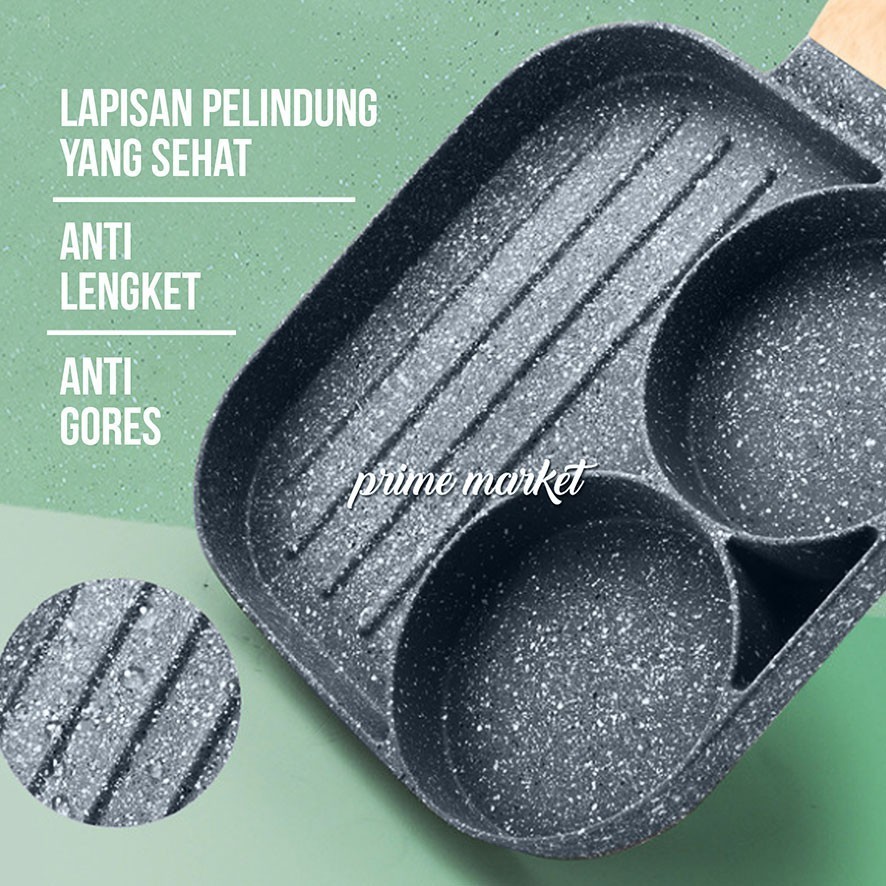 Teflon Wajan Penggorengan Telur Pancake Daging 2 Lubang Anti Lengket