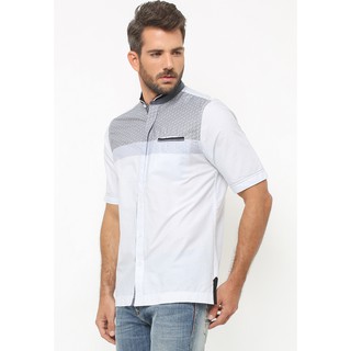 LGS Baju Koko Lengan Pendek Motif illusion Putih LGS Baju Koko Lengan Pendek Motif illusion Putih