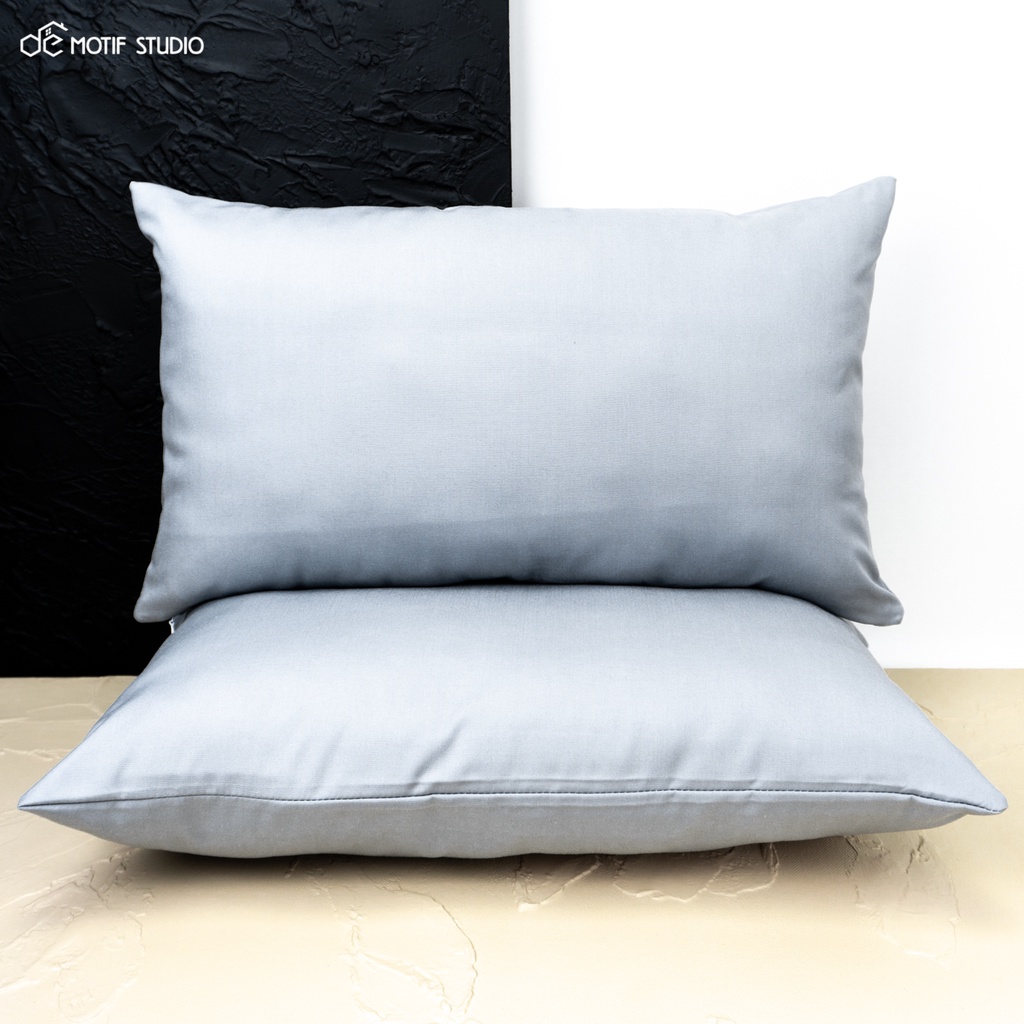 SARUNG BANTAL SOFA KURSI TAMU POLOS BIRU MUDA LIGHT STEEL BLUE KATUN OXFORD 30X50 30 X 50 PLAIN CUSH