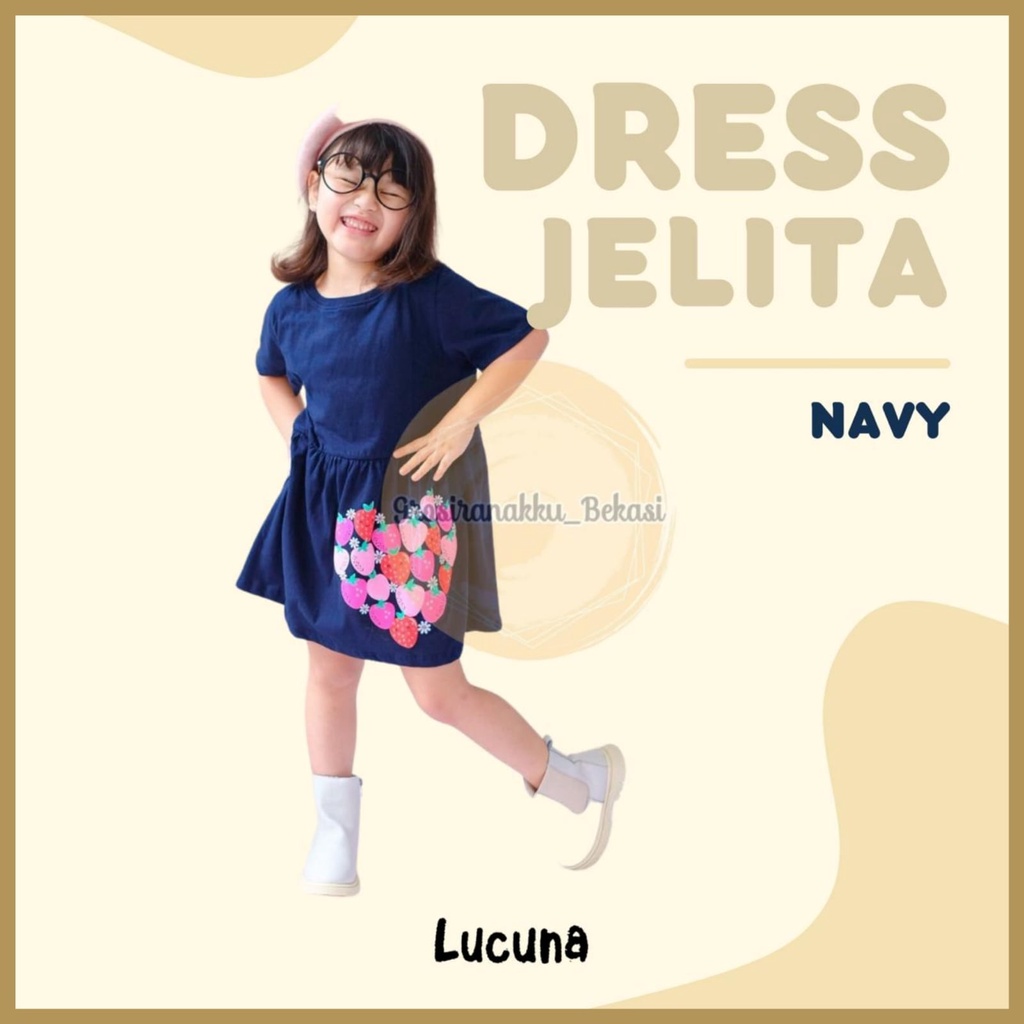 Dress Anak Jelita Lucuna Warna Navy 1-5thn