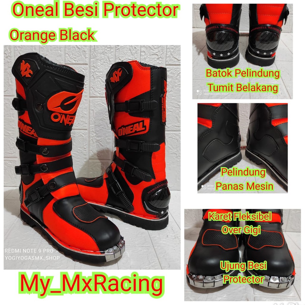 sepatu trail cross oneal protector terlaris hitam orange