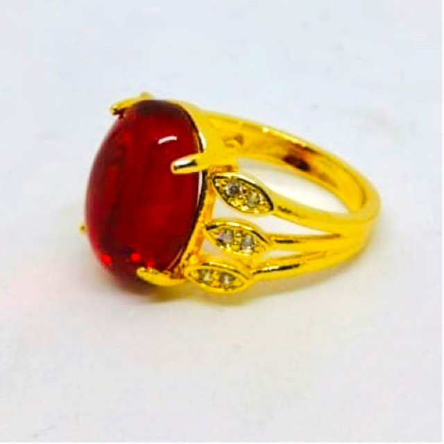 Cincin batu merah cincin wanita cincin lapis emas perhiasan fasion cincin