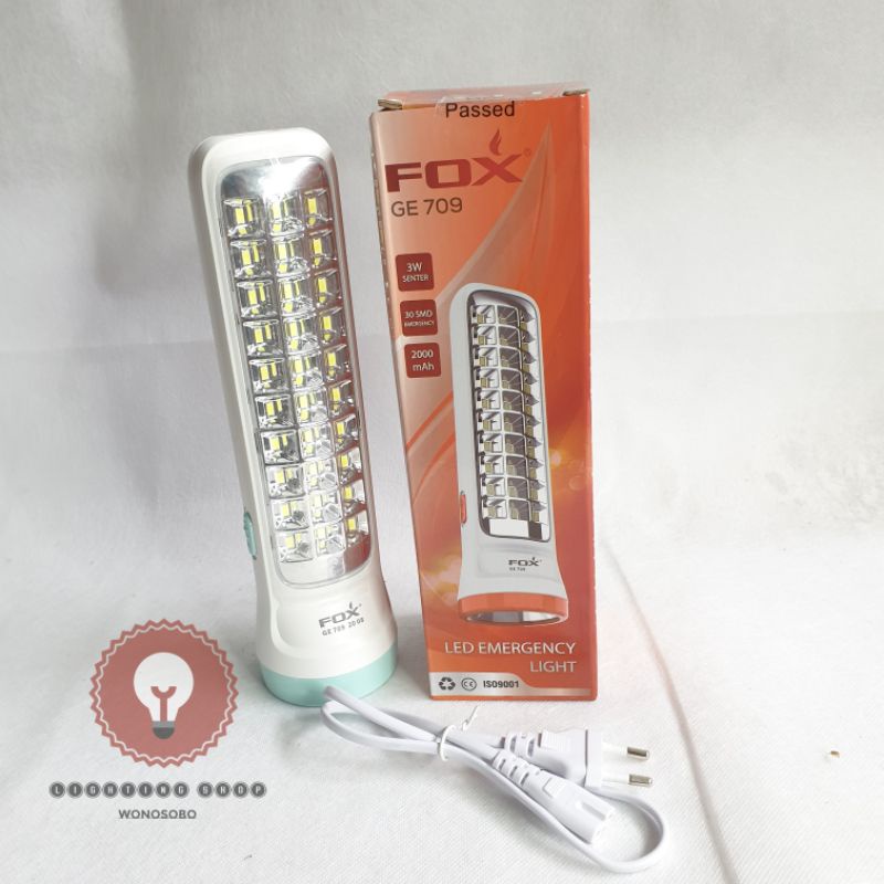 Senter FOX 709 Senter emergency senter samping panjang 5 Jam lampu led emergency darurat GE-709