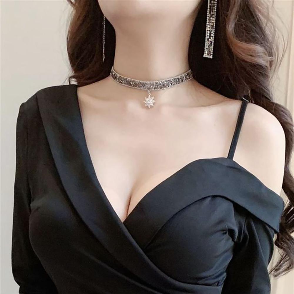 Agustinina Kalung Bunga Es Punk Adjustable Pesta Alloy Gadis Untuk Wanita Rantai Klavikula