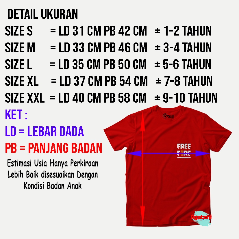 Kaos Atasan Laki Laki Kids T Shirt Gamers FF Free Fire Evos