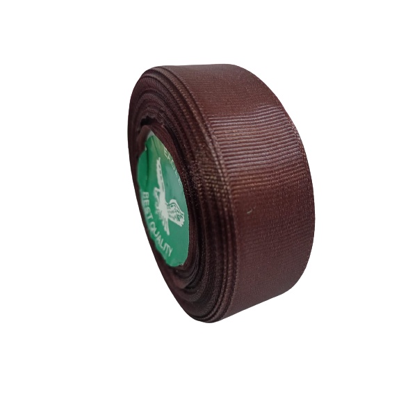 

TERMURAH ! Pita Grossgrain Coklat Tua ukuran 1 inch / 2,5cm Per Roll