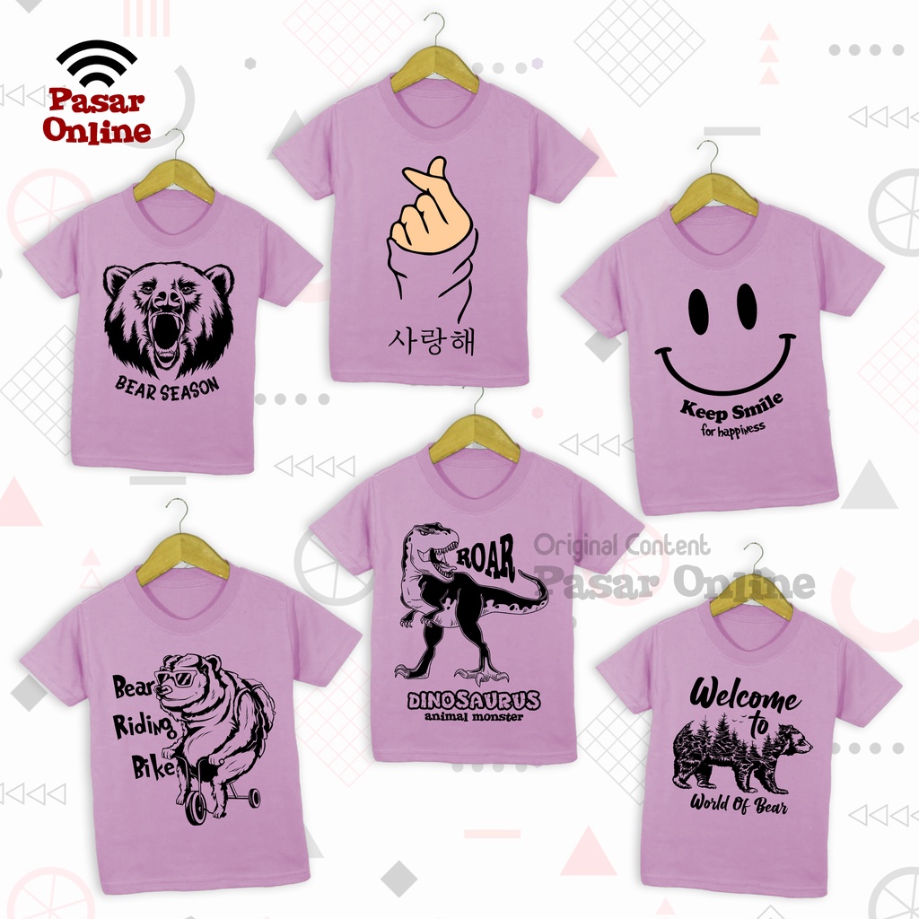 Kaos anak perempuan warna ungu lilac/kaos anak laki laki warna ungu lilac usia 1-10 tahun/kaos anak 