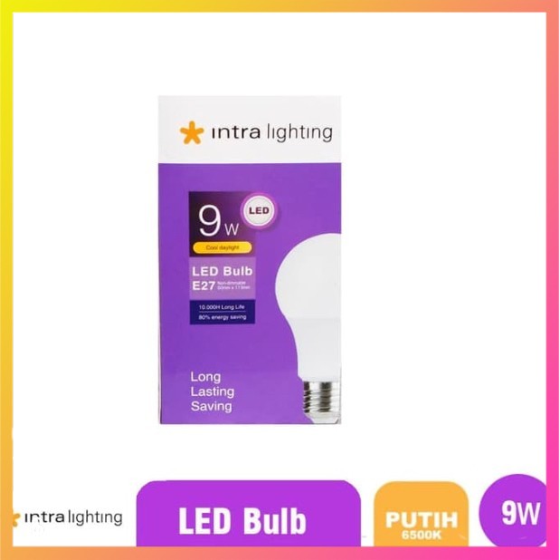 Lampu 9W Putih Bohlam LED Bulb Intra Lighting 9W E27