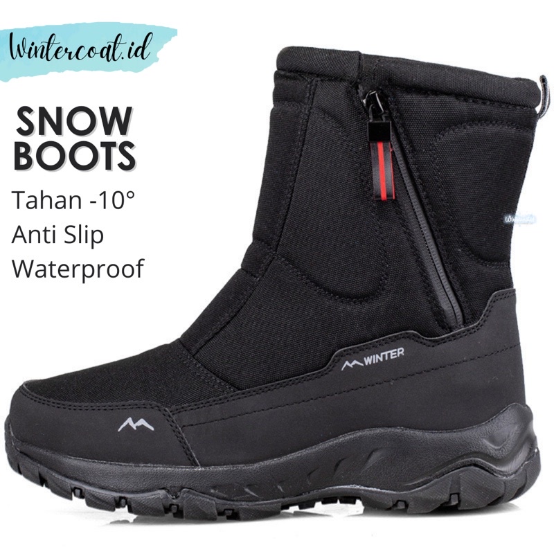 Snow boots men sepatu winter pria musim dingin waterproof import hangat anti slip gunung boot cowok