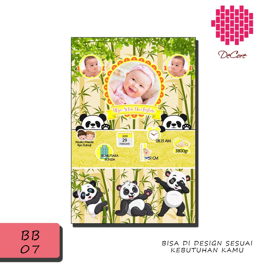 Cetak Foto Kelahiran Bayi Bingkai Foto Custom Hadiah Baby Biodata Hiasan Rumah Lucu