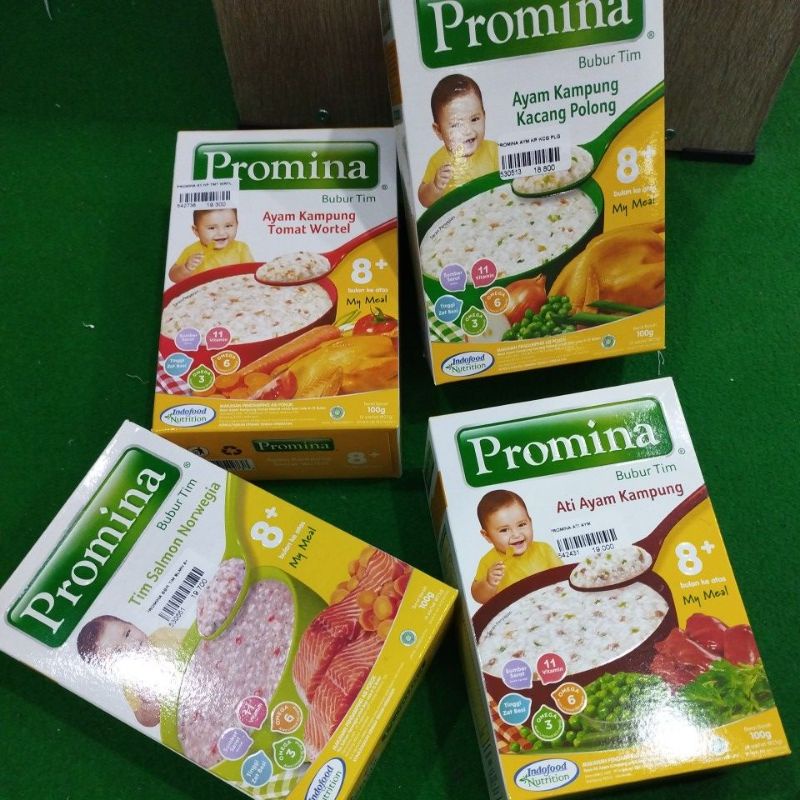 Promina bubur Tim 8+ Salmon Norwegia | daging brokoli | ati ayam kampung | ayam kampung tomat wortel