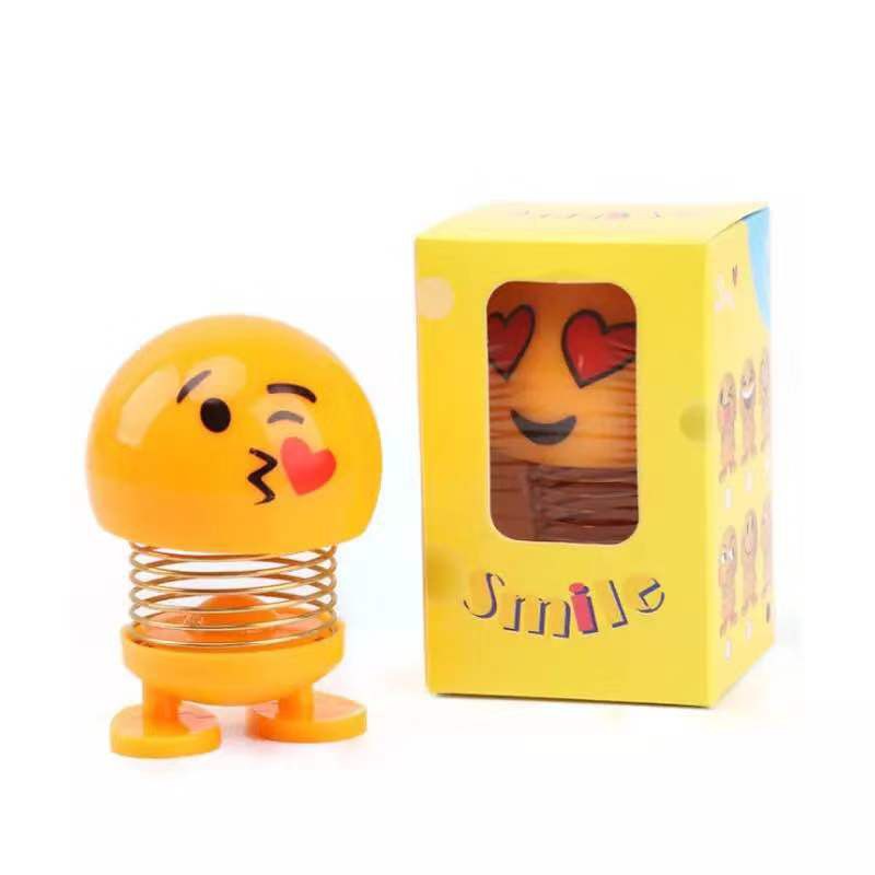 Boneka Perr Goyang LED Kepala Emoticon Emoji Spring Shaking Head Doll Toys