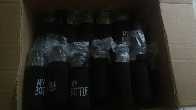 My Bottle Clear 545 Ml + Pouch Botol Minum Infused Water Kain Spandex Tebal Kuat Anti Air - Hitam