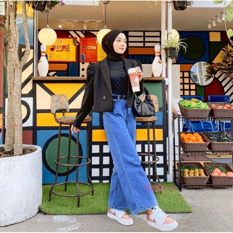 CELANA PANJANG JEANS//CELANA KULOT LIPAT//KAIN JEANS PREMIUM ORI//CELANA WANITA