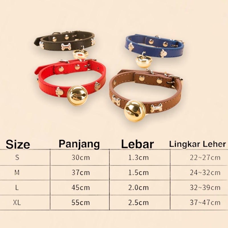 Pet Collar Kalung Kucing Anjing Kulit Dengan Lonceng Kalung Collar Anjing Kucing Pet Collar Kalung Lonceng Anjing Kucing Kulit