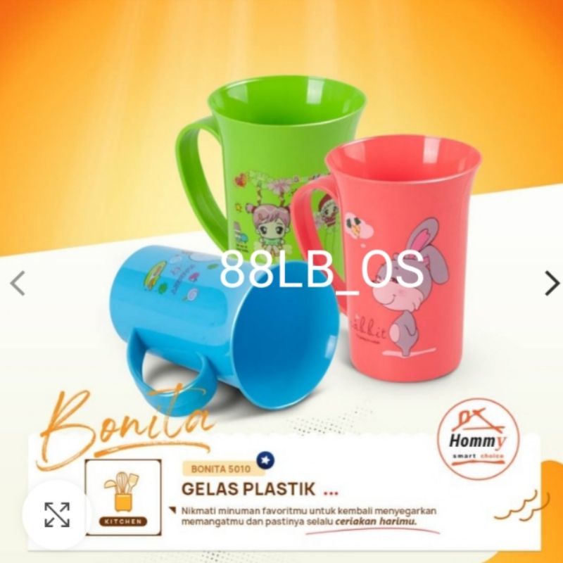Gelas Plastik Anak Gagang Hommy / Mug Plastik Anak Gagang / Gelas Minum Anak Gagang / Gelas Plastik 