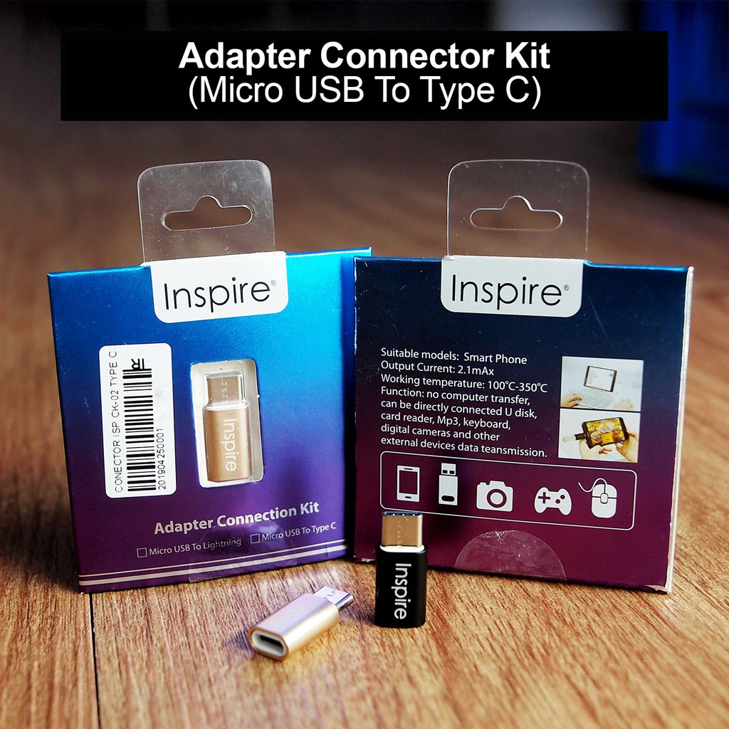 CONNECTOR MICRO TO TYPE C ADAPTER CONVERTER INSPIRE CK 02 CONVERTER MICRO USB TO TYPE C