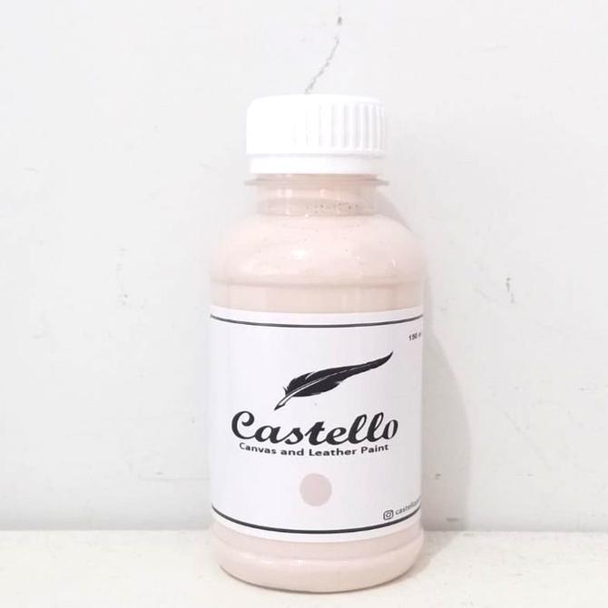 Cat Sepatu dan tas Kulit dan Kanvas Parchment White Castello