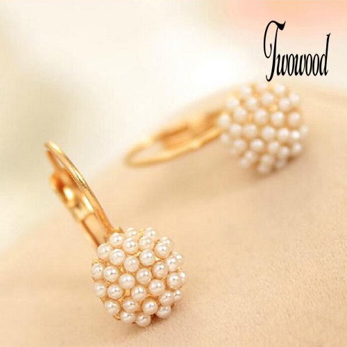 Anting Mutiara Imitasi Bahan Alloy Warna Emas Untuk Wanita