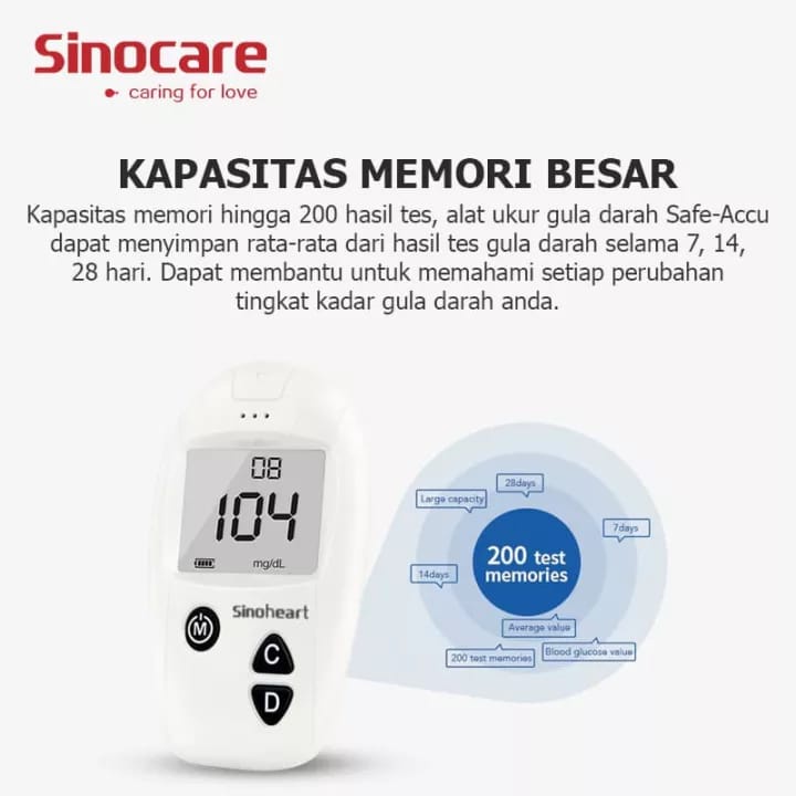 SINOCARE Safe-Accu | Alat Tes Gula Darah (25 Strip)| Alat ukur Gula Darah| Alat Cek | Alat monitor |Alat deteksi Gula Darah| Alat Pemeriksaan kadar gula darah| Glukometer| Glucometer| Glucosa darah| Glukosa darah| alat diabetes seperti Glucodr| Nesco