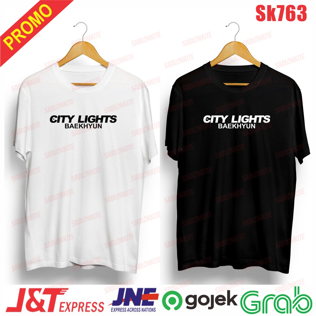 murah!!! kaos baekhyun exo tulisan city lights sk763 unisex combed 30s