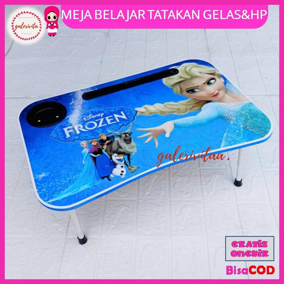 Meja Belajar Lipat Karakter Disney Frozen / Meja Leptop Tempat Gelas / Meja Belajar Lipat Portable