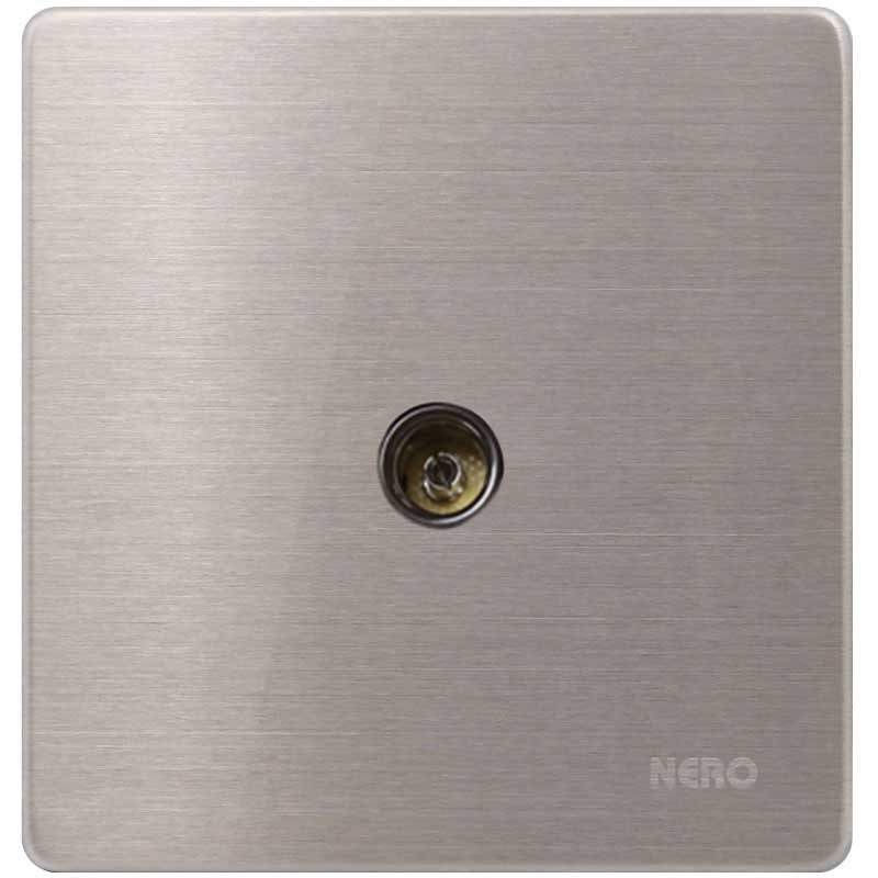 STAINLESS V8TV-Stainless 1 Gang Outlet TV NERO