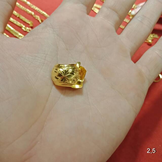 24K Mainan Liontin Bros Anting anak dan dewasa emas asli 0,5 0.5 setengah 1 satu g gr gram Salib Pintu Aceh ukir