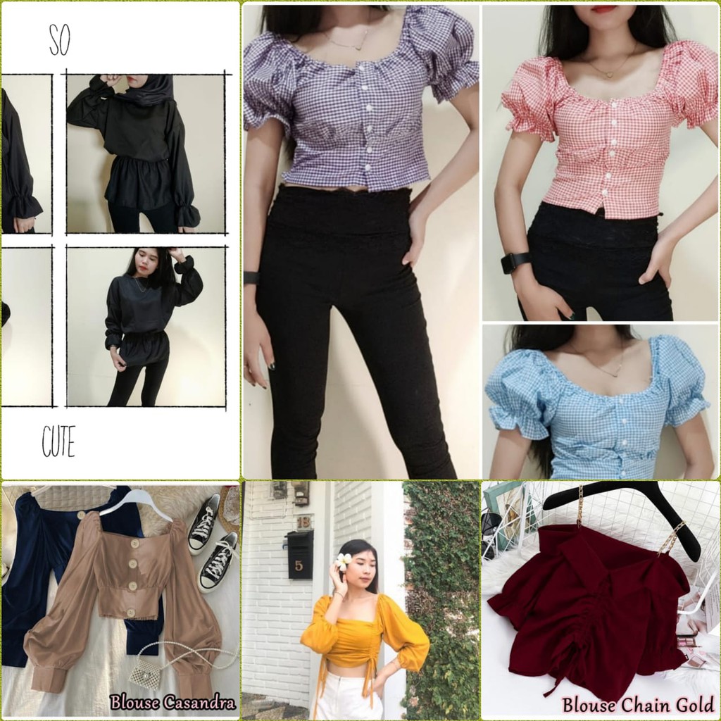 NunuLisaTan- baju wanita model korea atasan blouse model korea