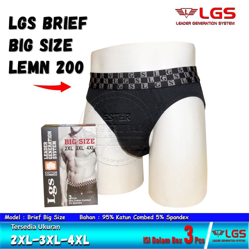 Celana Dalam Pria Big Size LGS 200 ISI 3Pcs/Pack Bahan Katun