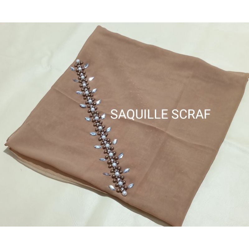 segiempat bella square payet mutiara permata/jilbab segiempat bella square bando payet/hijab bella-MOCCA