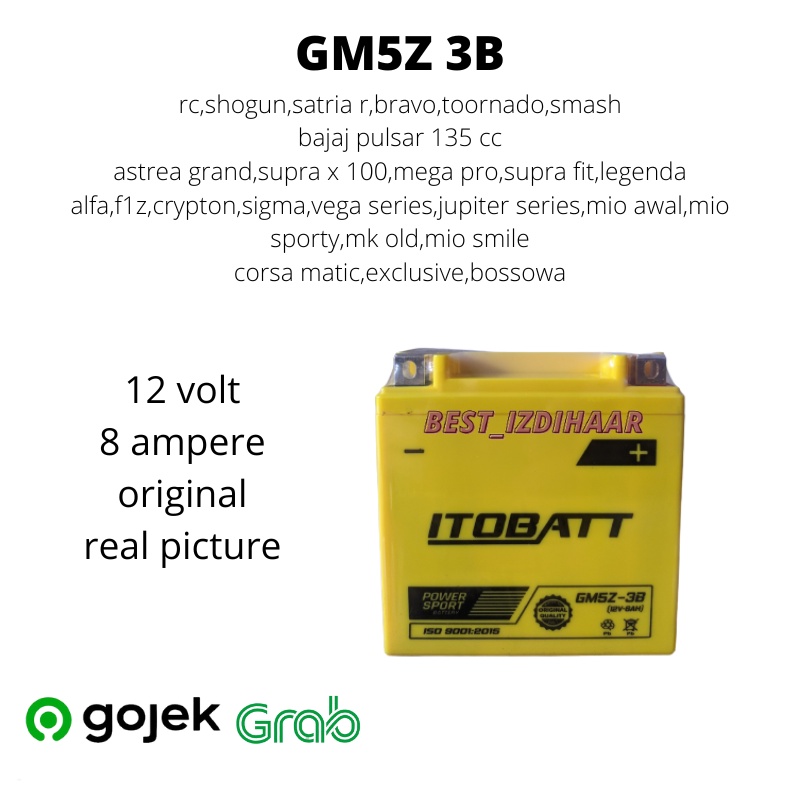 AKI MOTOR KERING ITOBATT  12 VOLT 6 AMPERE BUAT MOTOR YAMAHA MIO SPORTY,MIO SMILE,VEGA R SERIES,JUPI