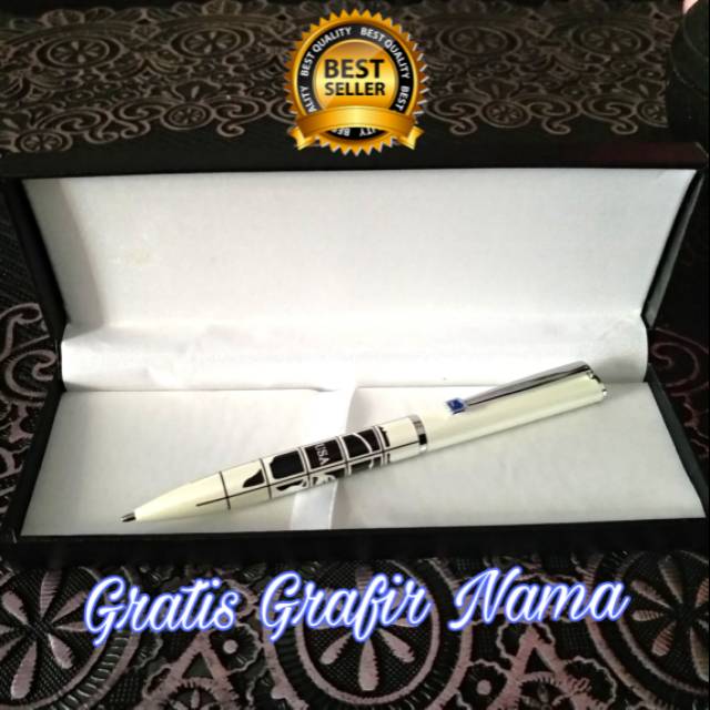 

Usa pearl white ballpoint pulpen exclusive gratis grafir nama