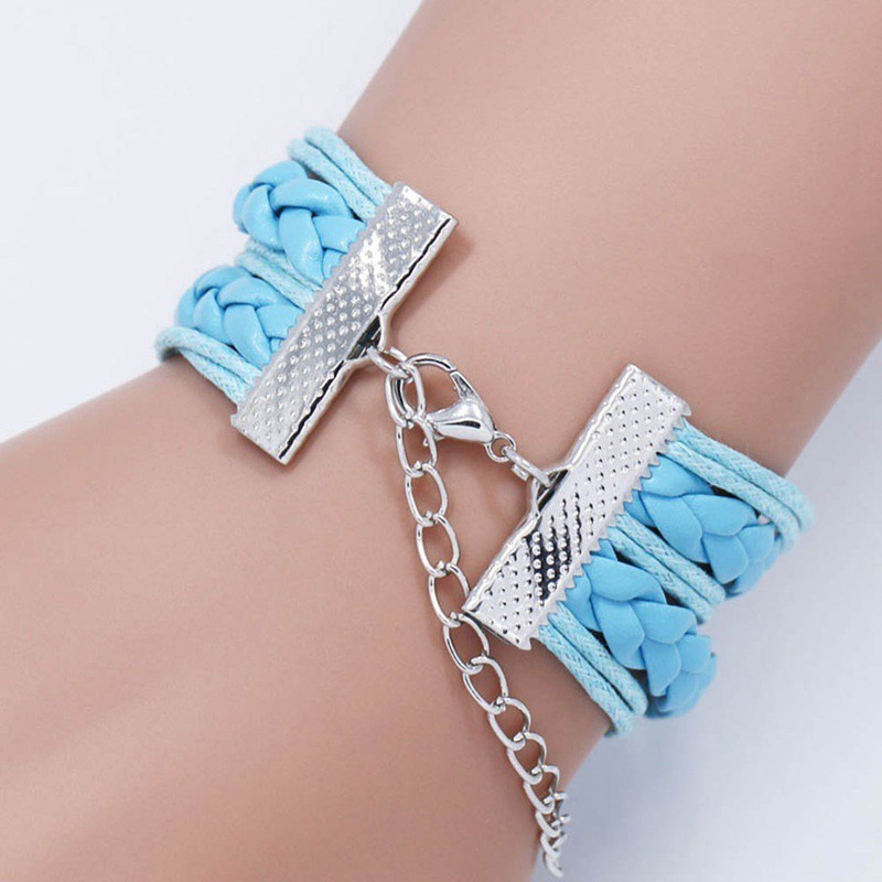 Unisex Unicorn Time Gemstone Glass Bracelet Handmade Multilayer Woven Leather Infinity Bracelet