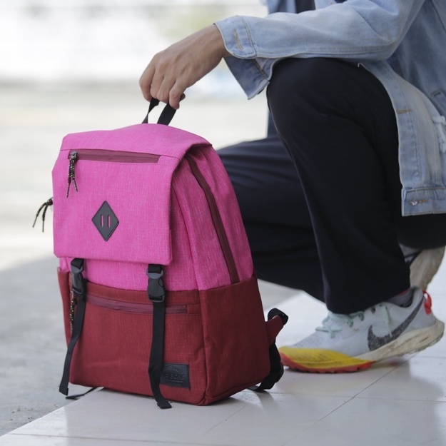 Tas Ransel Pria Tas Ransel Wanita Tas Punggung Backpack Tas Laptop Kantor Sekolah Korea Lucu Imut Pink Laptop Unisex Grosir Murah - LangFord