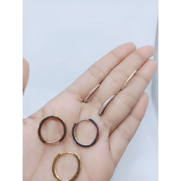 anting jepit donat besar mp 1brs silver925 /anting perak asli lapis mas / perhiasan perak fashion