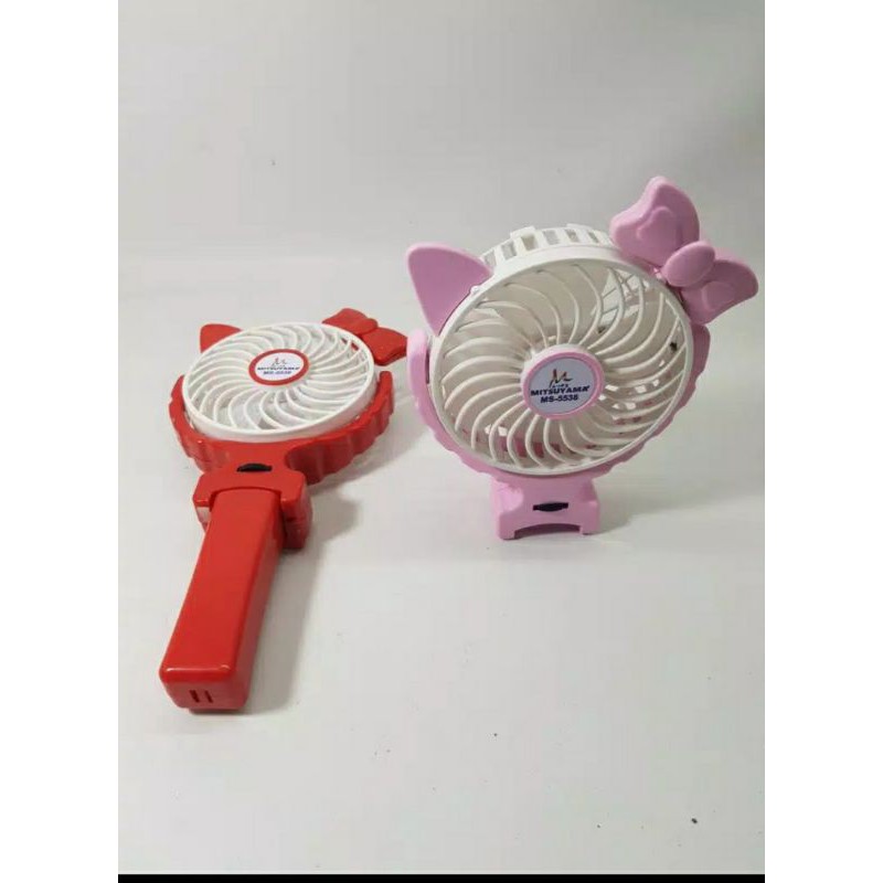 Kipas Angin Tangan Mini Fan Portable Mitsuyama Karakter Gagang Murah Cas Recharger Ms5538