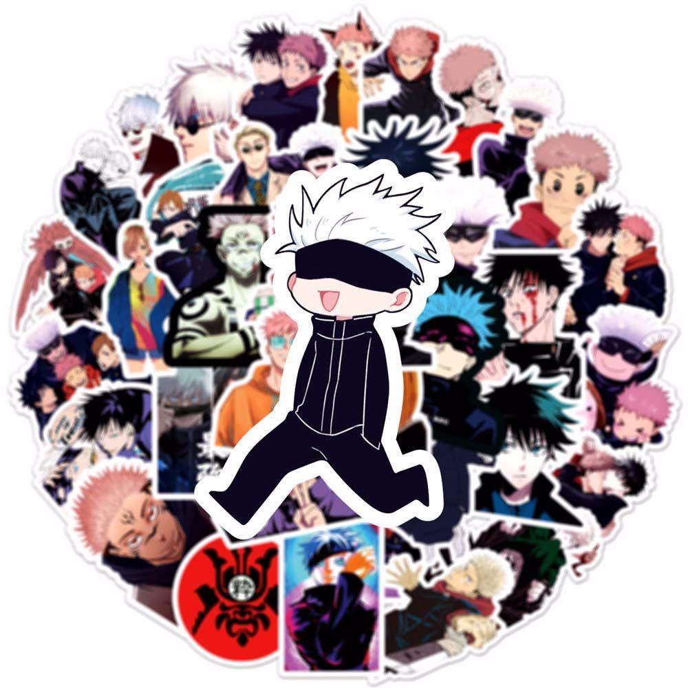 Lanfy Jujutsu Kaisen 50 Pcs Tahan Air Koper Gitar Scrapbooking Fushiguro Megumi Yuji Itadori Graffiti Stiker Alat Tulis Stiker Penggemar Koleksi Hadiah Anime Stiker